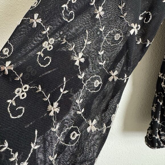 Vtg 90s Sheer Floral Mesh Top Womens‎ Small Floral Phoebe Friends Fairy Grunge - Picture 5 of 16